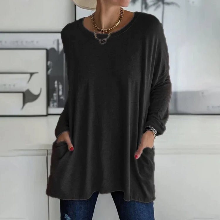 Relaxed Fit Tunic Top | Lightweight Knit | Side Pockets