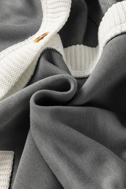 Colour-Block Hoodie Cardigan | Soft Knit | Button-Up Design | Casual Layer