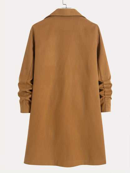 Men's Wool Blend Overcoat | Slim Fit Long Coat with Notch Lapel | Fall Outerwear Canada