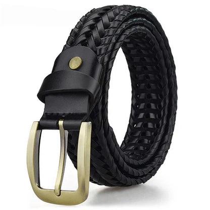 Men’s Braided Leather Belt | Two-Tone Woven Design | Classic Buckle & Adjustable Fit
