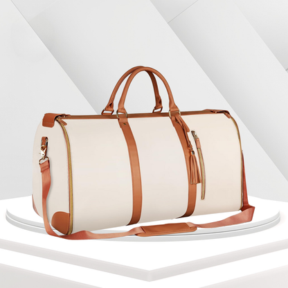 Structured Weekender Duffle | Vegan Leather Travel Bag | Adjustable Strap & Zip Pocket