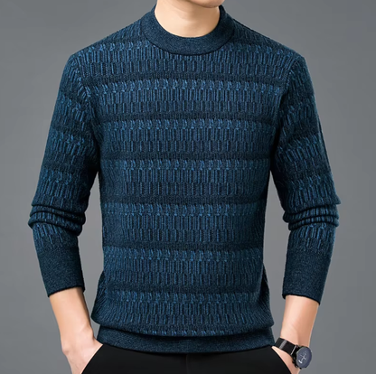 Men’s Lightweight Knit Sweater | Subtle Pattern | Slim Fit Crewneck Pullover