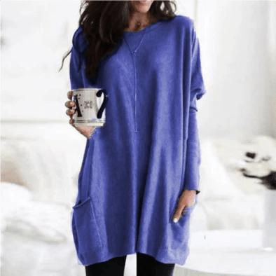 Longline Pocket Sweatshirt Tunic | Oversized Casual Loungewear Top