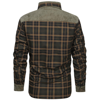 Men’s Plaid Overshirt | Contrast Yoke Shirt Jacket | Brushed Casual Layer