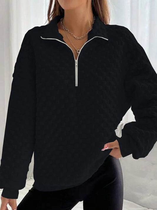 Women's Quarter-Zip Pullover | Waffle Textured Knit | Lightweight Casual Layer