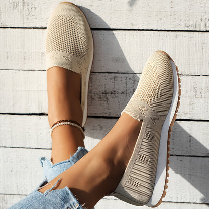 Knit Slip-On Sneakers | Lightweight Casual Walking Shoes | Breathable Stretch Fit