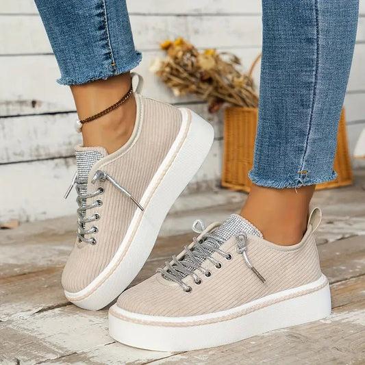 Embellished Denim Sneakers | Rhinestone Accent | Casual Glam Comfort