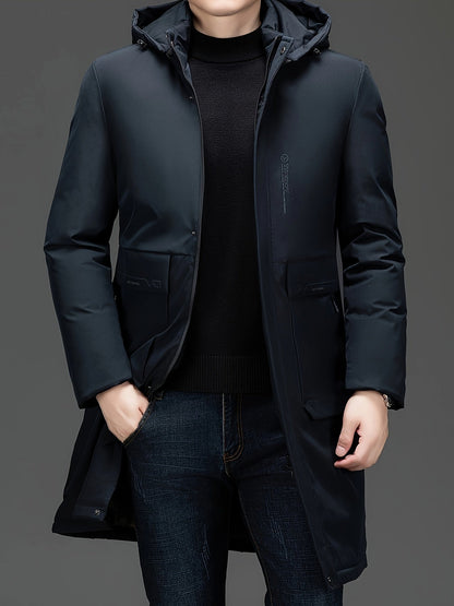 Men’s Hooded Winter Parka | Water-Resistant Longline Coat | Cold Weather Performance Outerwear