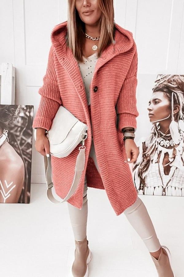 Chunky Knit Cardigan | Hooded Design | Soft Acrylic Blend | Casual Everyday Layer