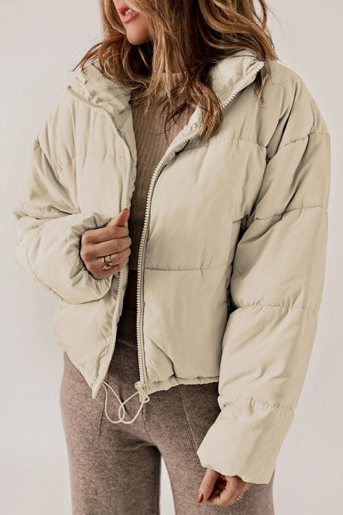 Cropped Puffer Jacket | High Collar | Lightweight Warmth | Winter Casual