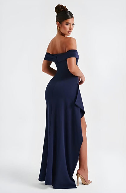 Off-Shoulder Evening Gown | Thigh-High Slit | Elegant Formal Dress