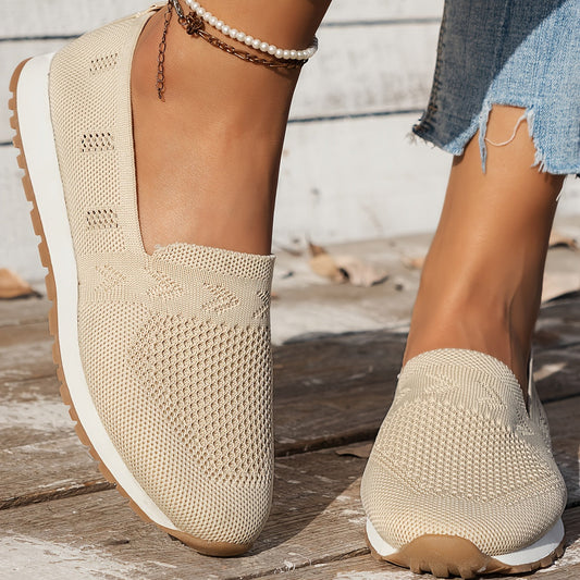Knit Slip-On Sneakers | Lightweight Casual Walking Shoes | Breathable Stretch Fit