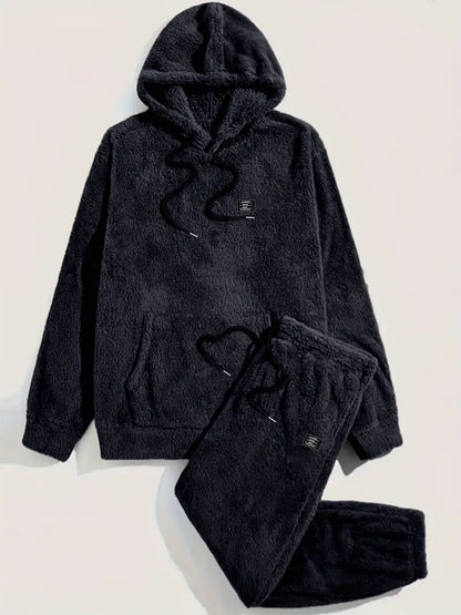 Men's Fleece Loungewear Set | Plush Hoodie & Joggers | Winter Indoor Comfortwear