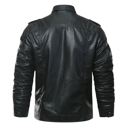 Men’s Faux Leather Moto Jacket | Fleece-Lined Interior | Winter Biker Style