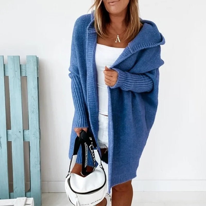 Hooded Knit Cardigan | Open Front | Cozy Ribbed Texture