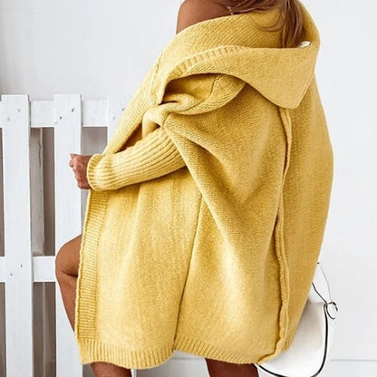 Hooded Knit Cardigan | Open Front | Cozy Ribbed Texture