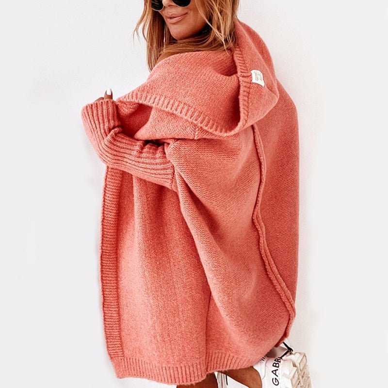 Hooded Knit Cardigan | Open Front | Cozy Ribbed Texture