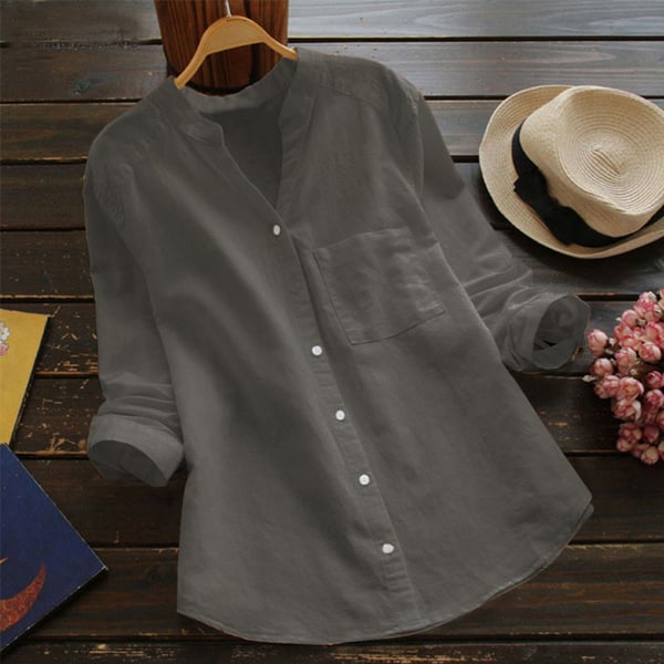 Mandarin Collar Cotton Shirt | Button Front | Relaxed Everyday Fit