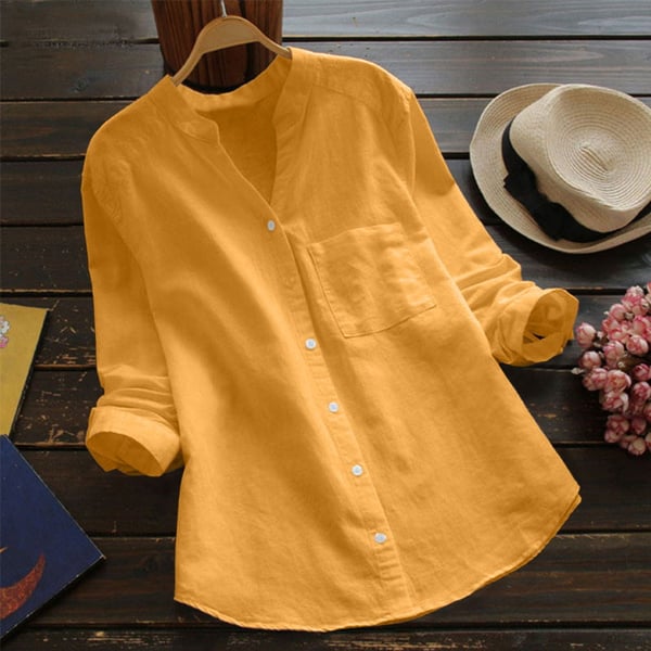 Mandarin Collar Cotton Shirt | Button Front | Relaxed Everyday Fit