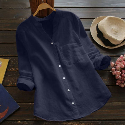 Mandarin Collar Cotton Shirt | Button Front | Relaxed Everyday Fit