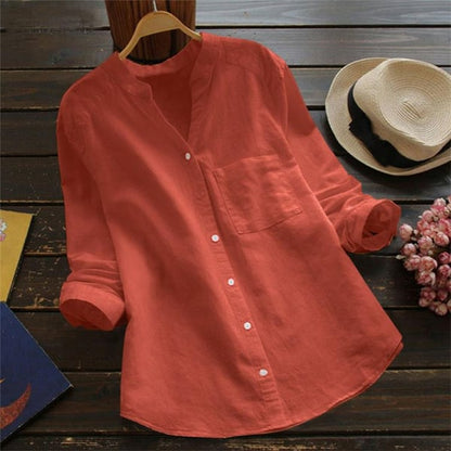 Mandarin Collar Cotton Shirt | Button Front | Relaxed Everyday Fit