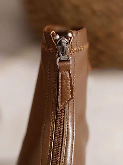 Square Toe Ankle Boots | Block Heel | Minimalist Zip Closure