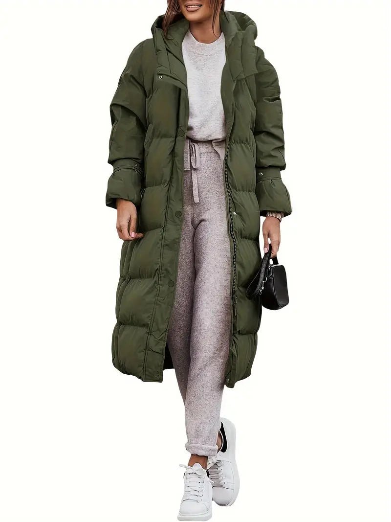 Longline Puffer Coat with Hood | Ultra-Warm Insulation | Water-Resistant | Winter Casual