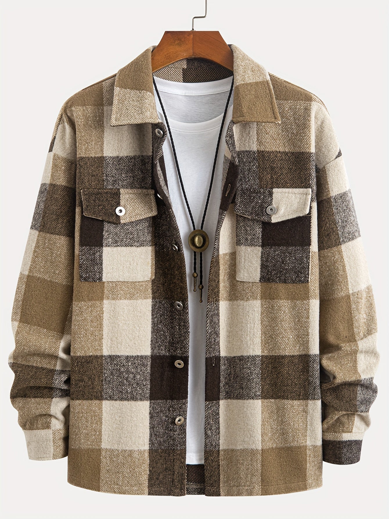 Men’s Plaid Shirt Jacket | Button-Up Shacket | Warm Casual Outer Layer