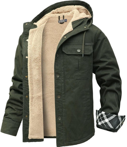 Men’s Sherpa-Lined Canvas Jacket | Hooded Winter Workwear | Heavyweight Outerwear Canada