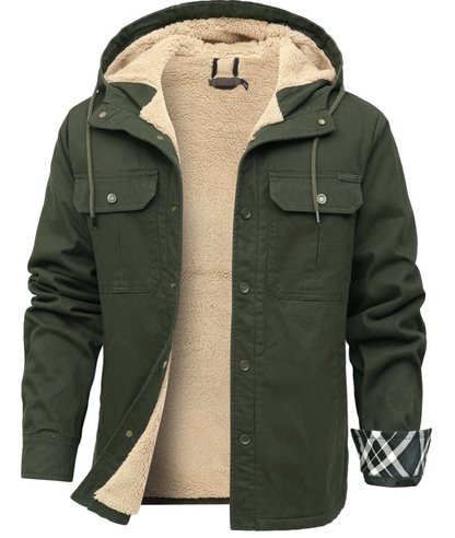 Men’s Sherpa-Lined Canvas Jacket | Hooded Winter Workwear | Heavyweight Outerwear Canada