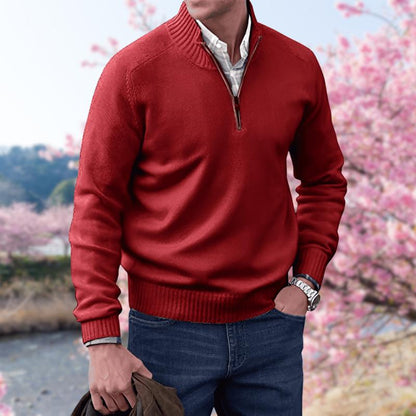 Quarter-Zip Cotton Sweater | Ribbed Knit | Smart Casual Pullover