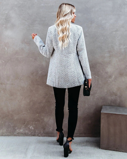 Tweed Knit Jacket | Notched Collar | Textured Casual Layer