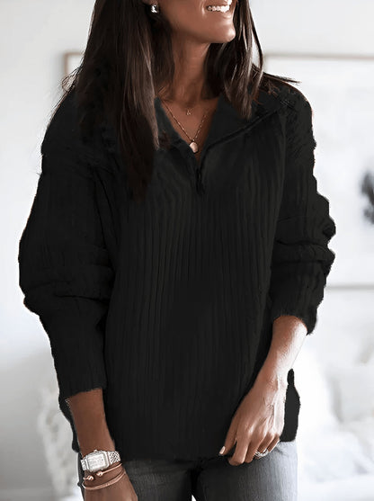 Quarter-Zip Chunky Knit Pullover | Soft Acrylic Blend | Relaxed Fit | Casual Everyday Sweater