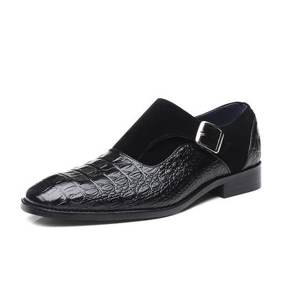 Men’s Monk Strap Dress Shoe | Croc-Embossed Leather | Formal Slip-On Loafer