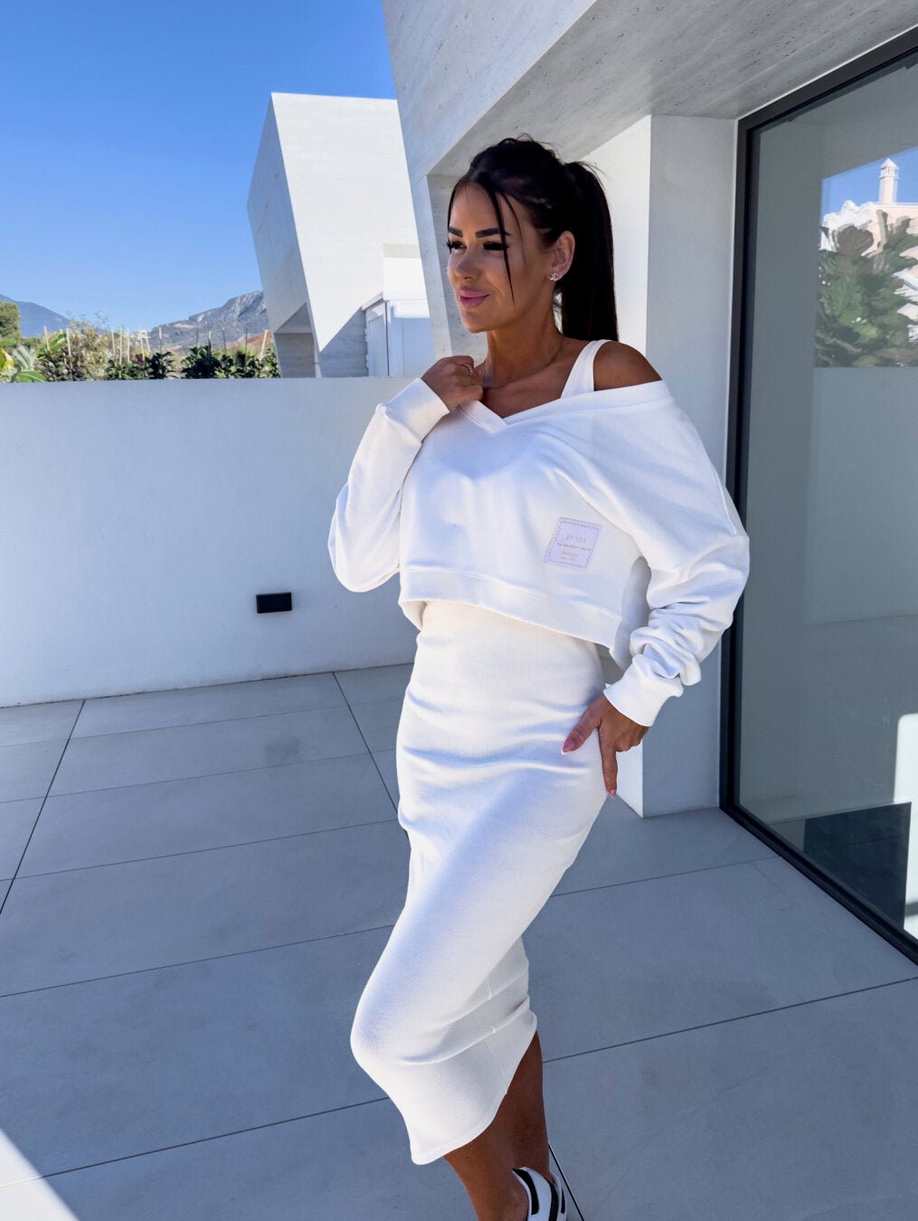 Ribbed Knit Bodycon Tank Dress | Midi Length | Stretch Cotton Blend