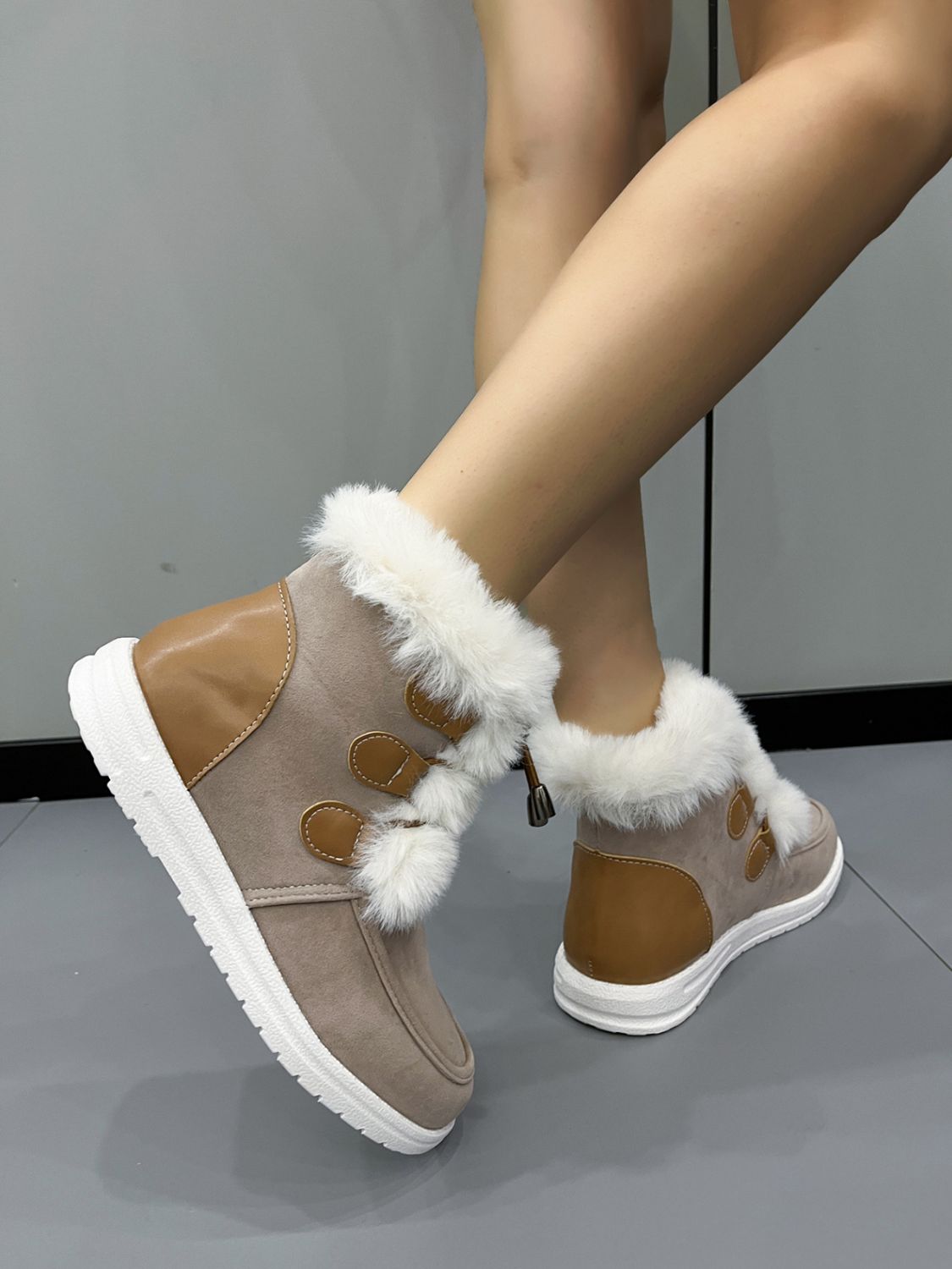 Winter Fur-Lined Ankle Boots | Faux Suede | Warm Plush Interior | Snow-Ready