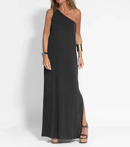 Elegant One-Shoulder Maxi Dress | Flowing Silhouette | Lightweight Fabric | Evening Wear