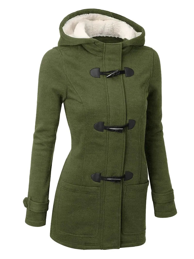 Toggle Hooded Coat | Warm Sherpa Lining | Casual Winter Wear | Wool Blend