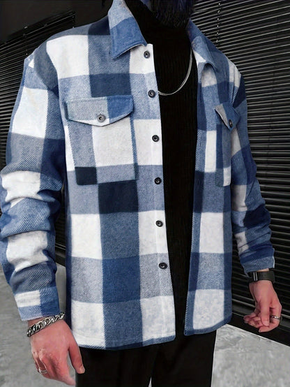Men’s Plaid Shirt Jacket | Button-Up Shacket | Warm Casual Outer Layer