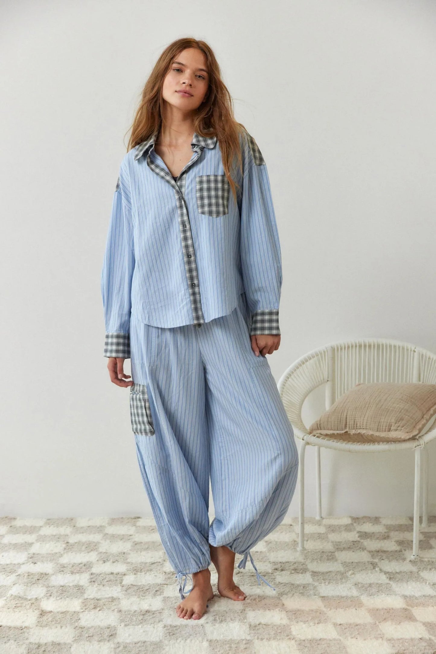 Striped Patchwork Pyjama Set | Soft Cotton Blend with Relaxed Fit