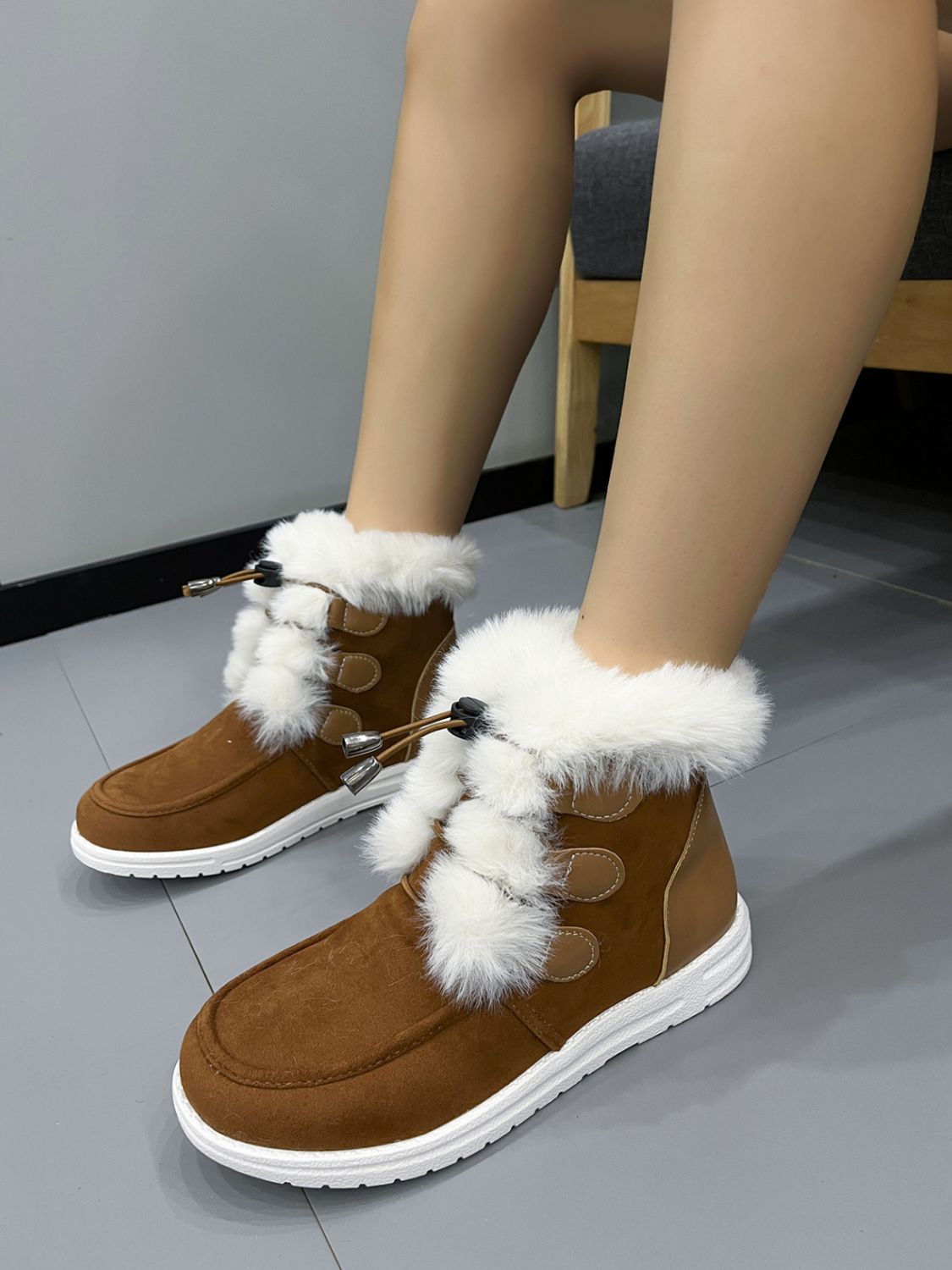 Winter Fur-Lined Ankle Boots | Faux Suede | Warm Plush Interior | Snow-Ready
