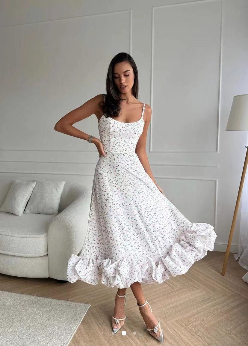 Ruffle Hem Maxi Dress | Sleeveless Fit & Flare | Elegant Evening Silhouette