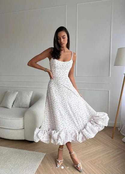 Ruffle Hem Maxi Dress | Sleeveless Fit & Flare | Elegant Evening Silhouette