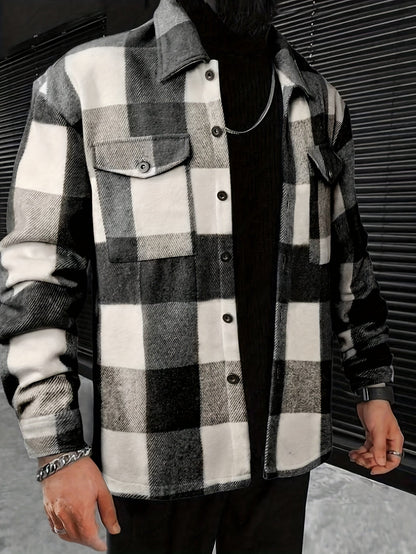Men’s Plaid Shirt Jacket | Button-Up Shacket | Warm Casual Outer Layer