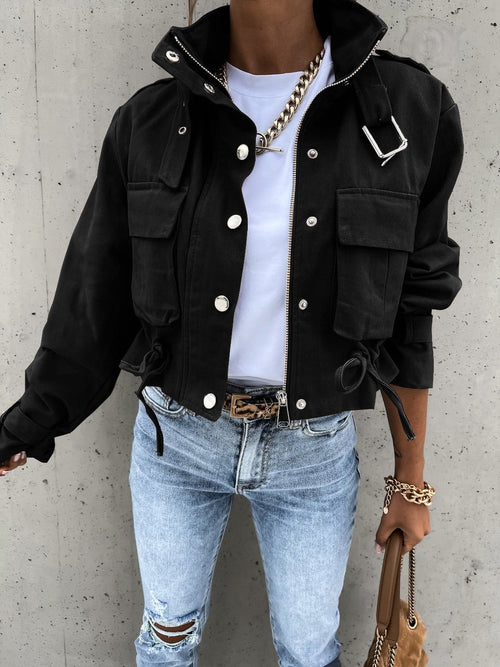 Cropped Utility Jacket | Lightweight Layer | Cotton Blend | Casual Street Style