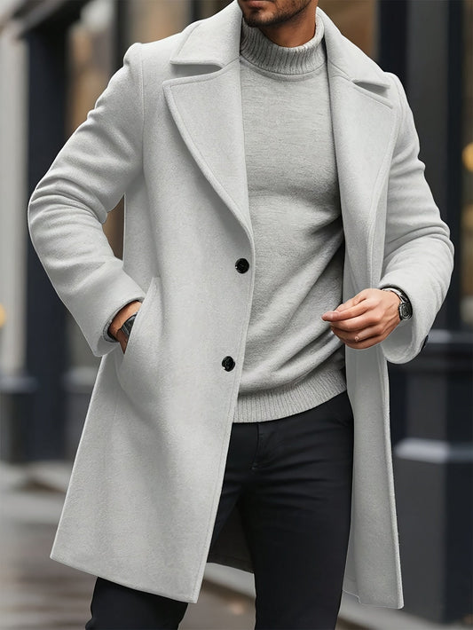 Men's Wool-Blend Overcoat | Tailored Fit | Mid-Length Fall & Winter Dress Coat