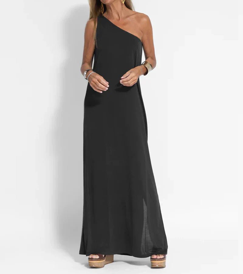 Elegant One-Shoulder Maxi Dress | Flowing Silhouette | Lightweight Fabric | Evening Wear