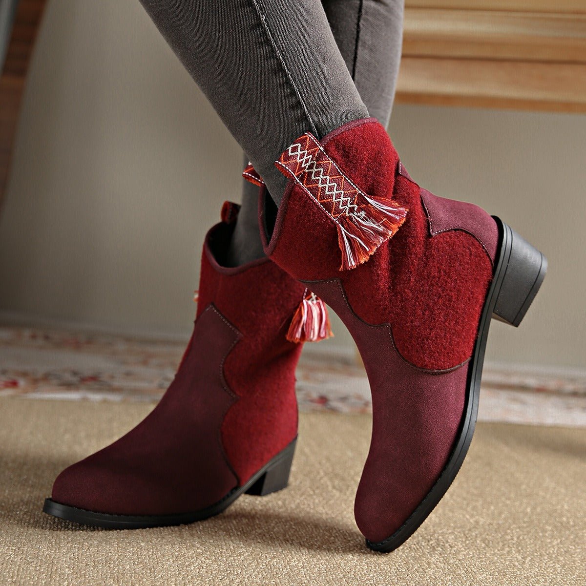 Western Ankle Boots | Faux Suede | Low Heel | Everyday Style