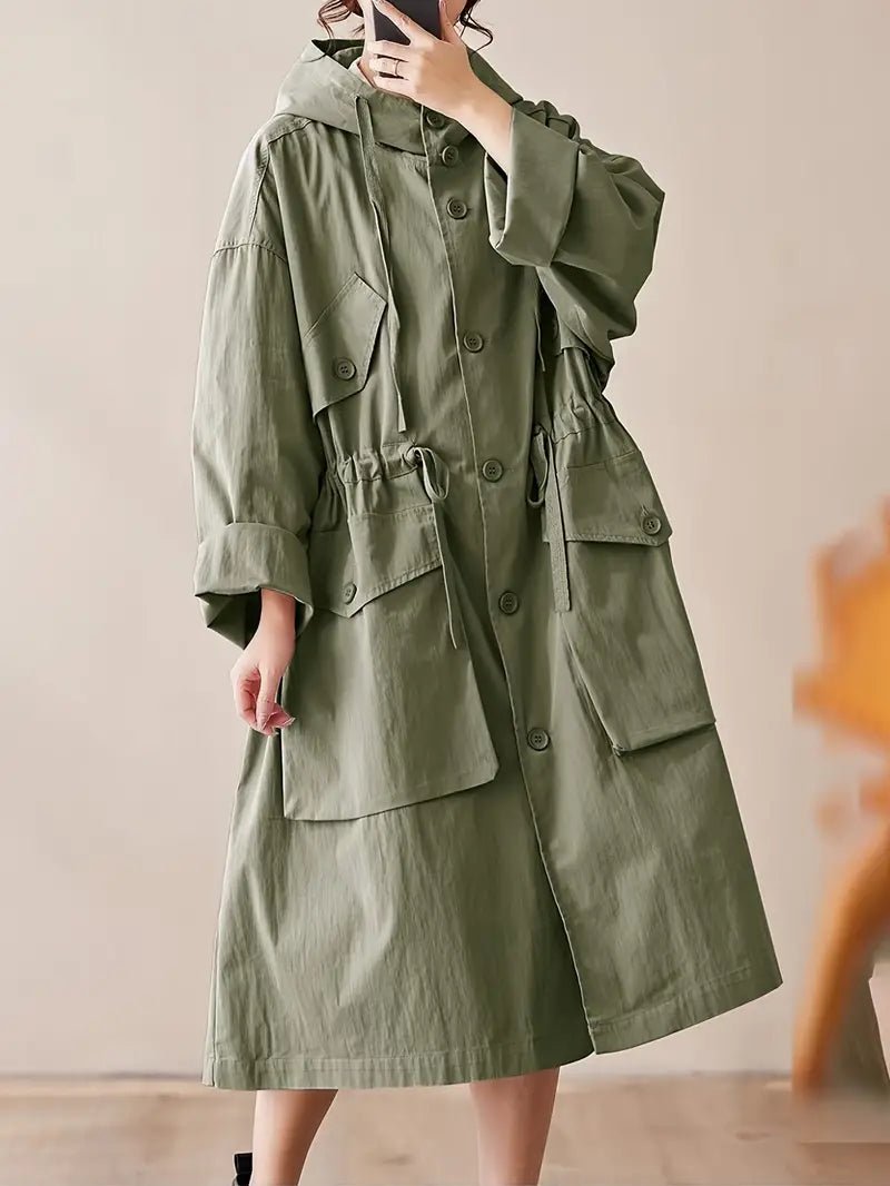 Oversized Hooded Trench Coat | Lightweight & Water-Resistant | Cotton Blend | Casual Outerwear
