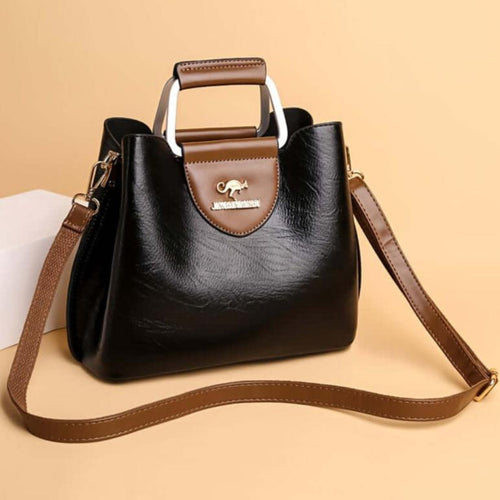 Structured Handbag with Contrast Trim | Vegan Leather | Dual Carry Tote